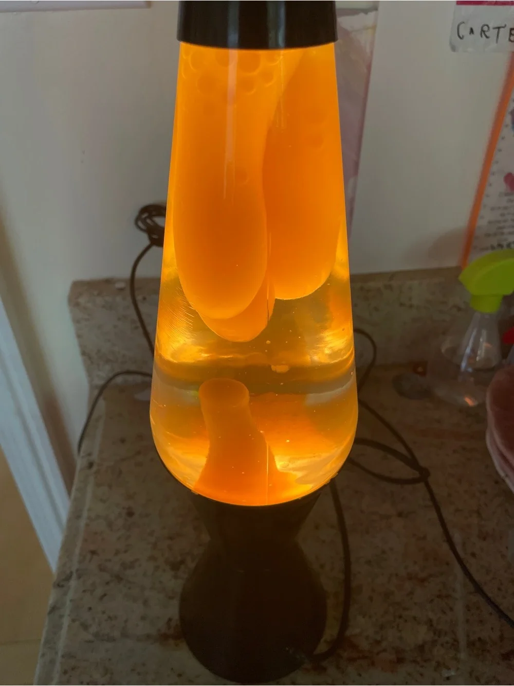 Vintage Lava Lite Lava Lamp Midnight Series -Clear Liquid Yellow Wax